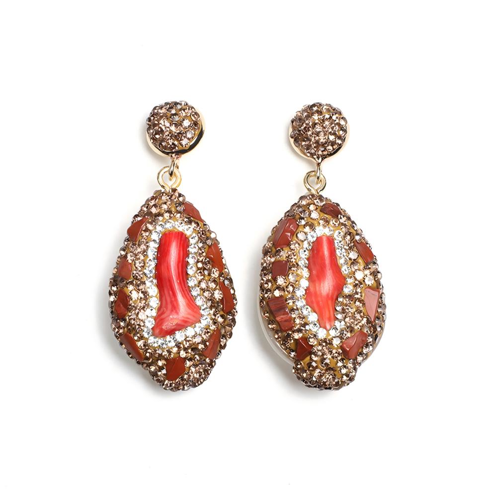 Mediterraneo Rinascita Reversible Earrings (AL-ER-006): Golden Crystal & Sculpted Heritage