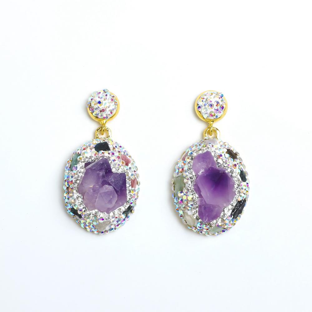 Amethyst Mandala Geometric Earrings (AL-ER-008): Sacred Symmetry for Artistic Balance