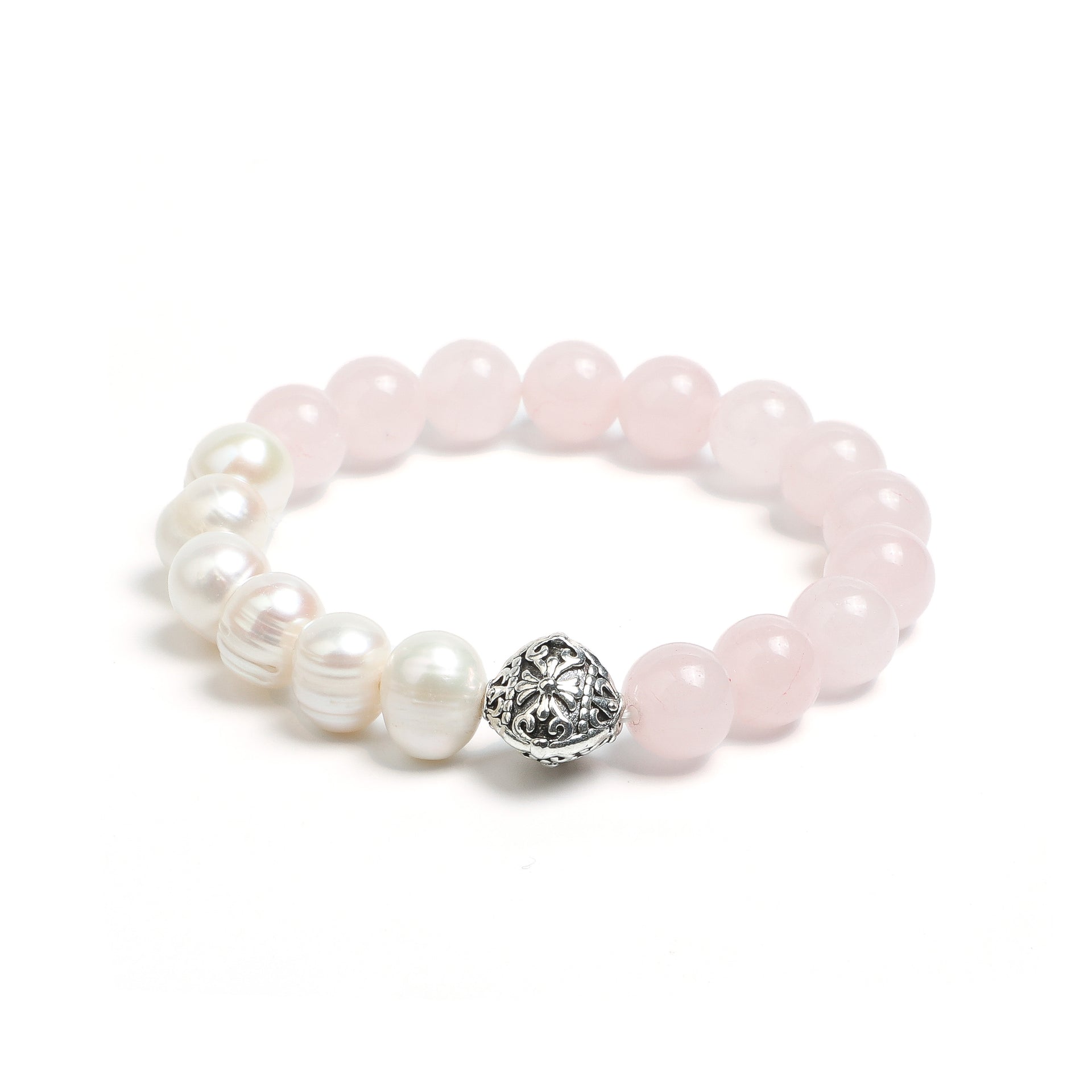 Luminous Revival Collection 

Light-Woven Circle: Rose Quartz & Pearl Carved Bracelet