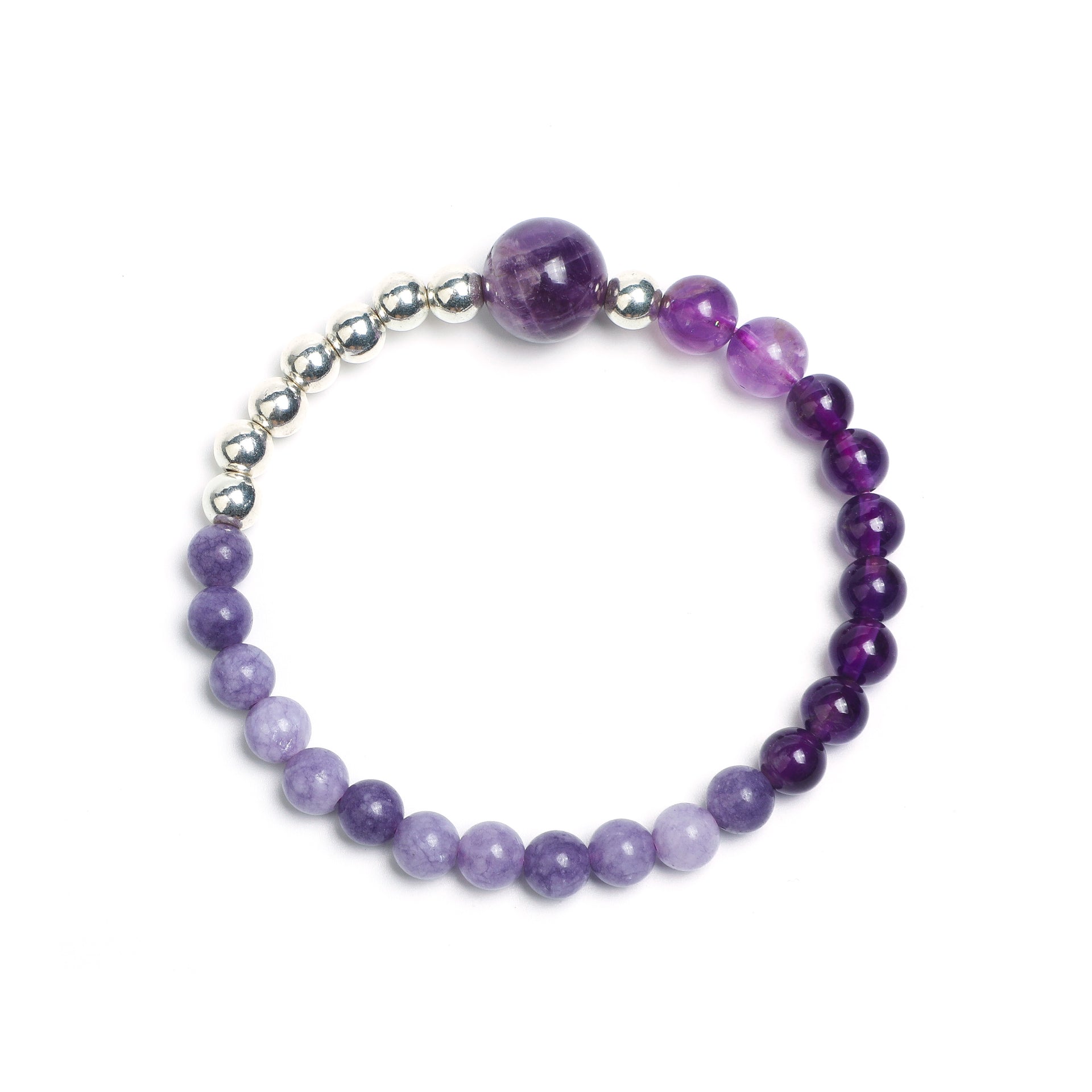 Luminous Revival Collection      Dusk Glow·Graduated Amethyst Silver Bracelet