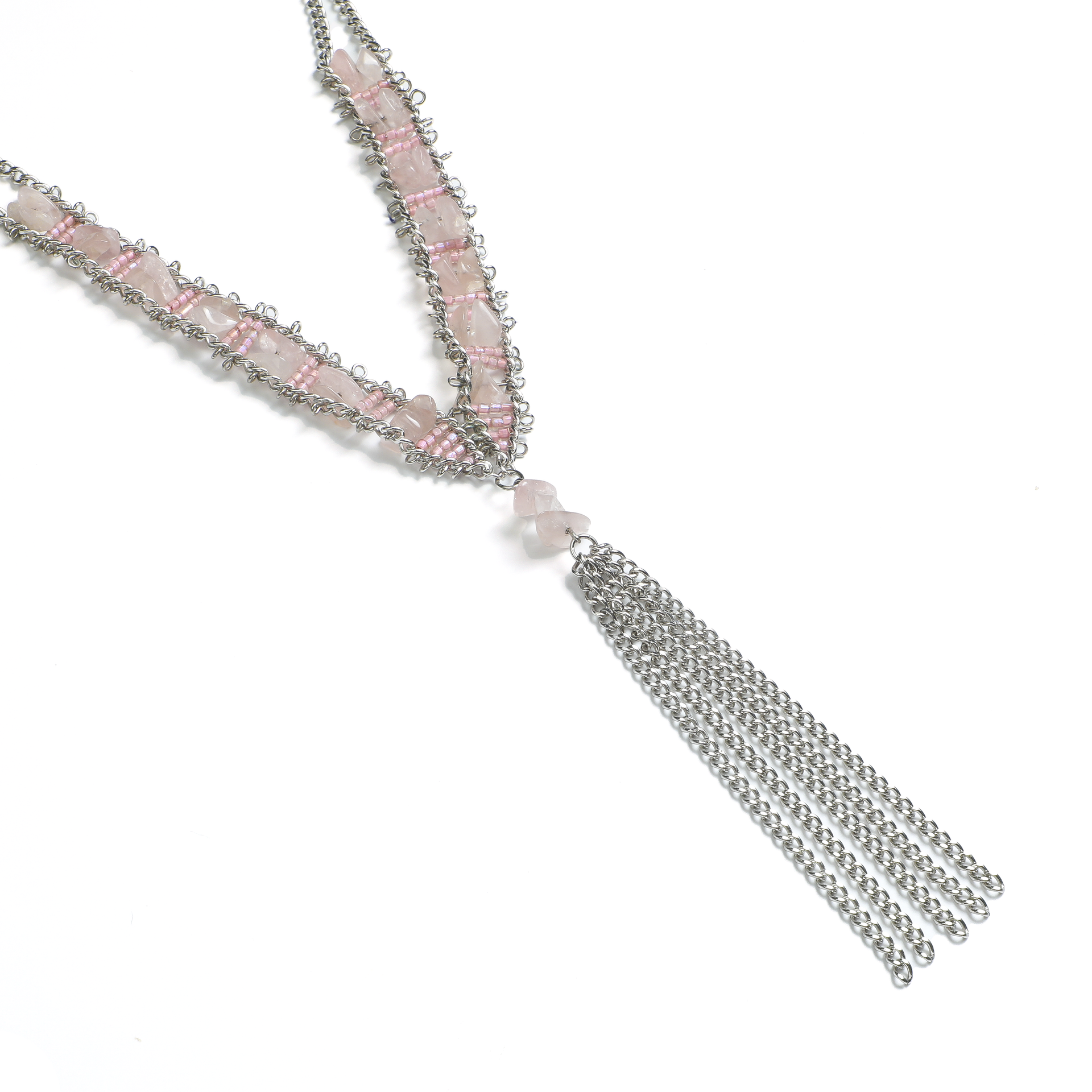 1970s Japanese Pink Crystal Bead Necklace