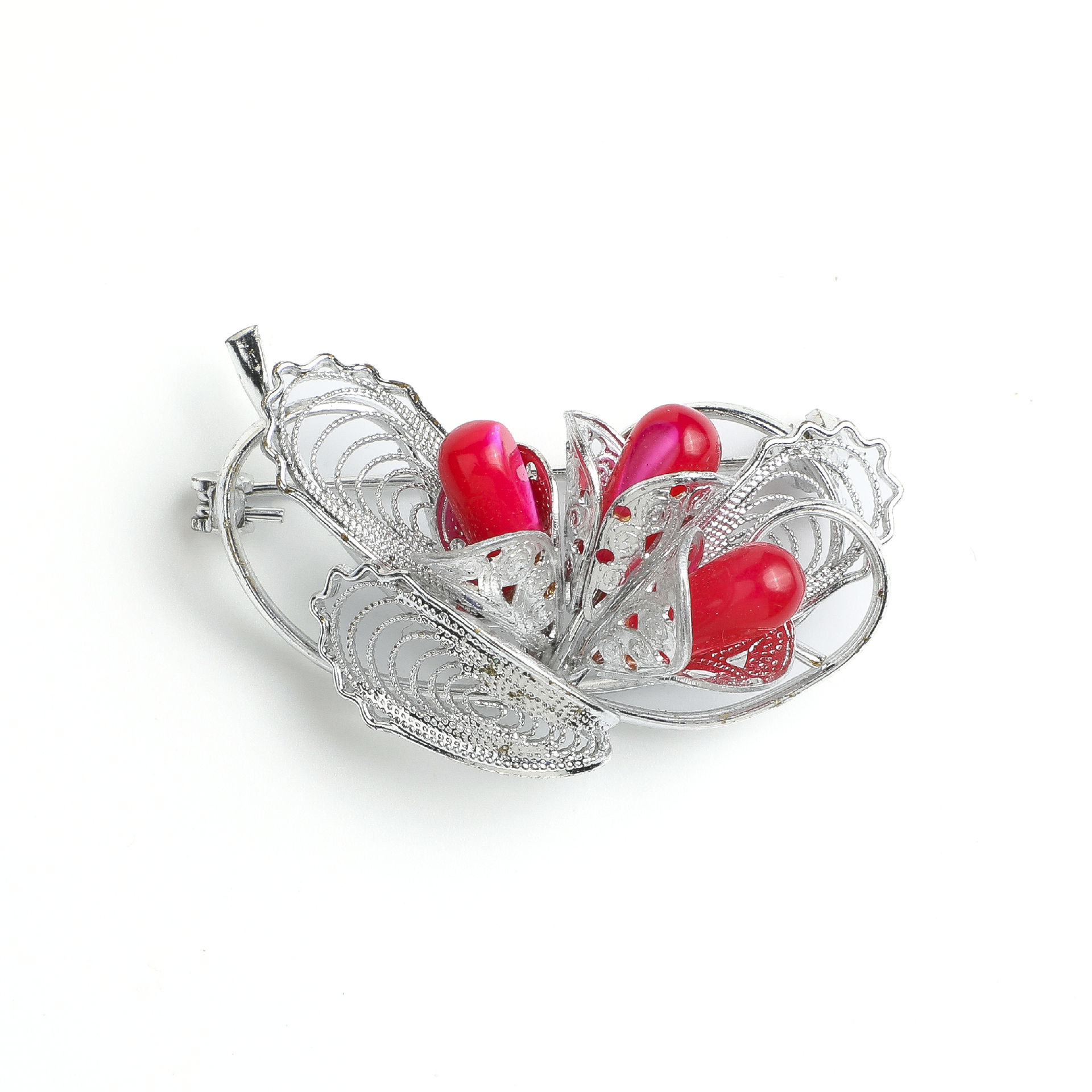 Japanese Meiji Era Crimson Shell Brooch