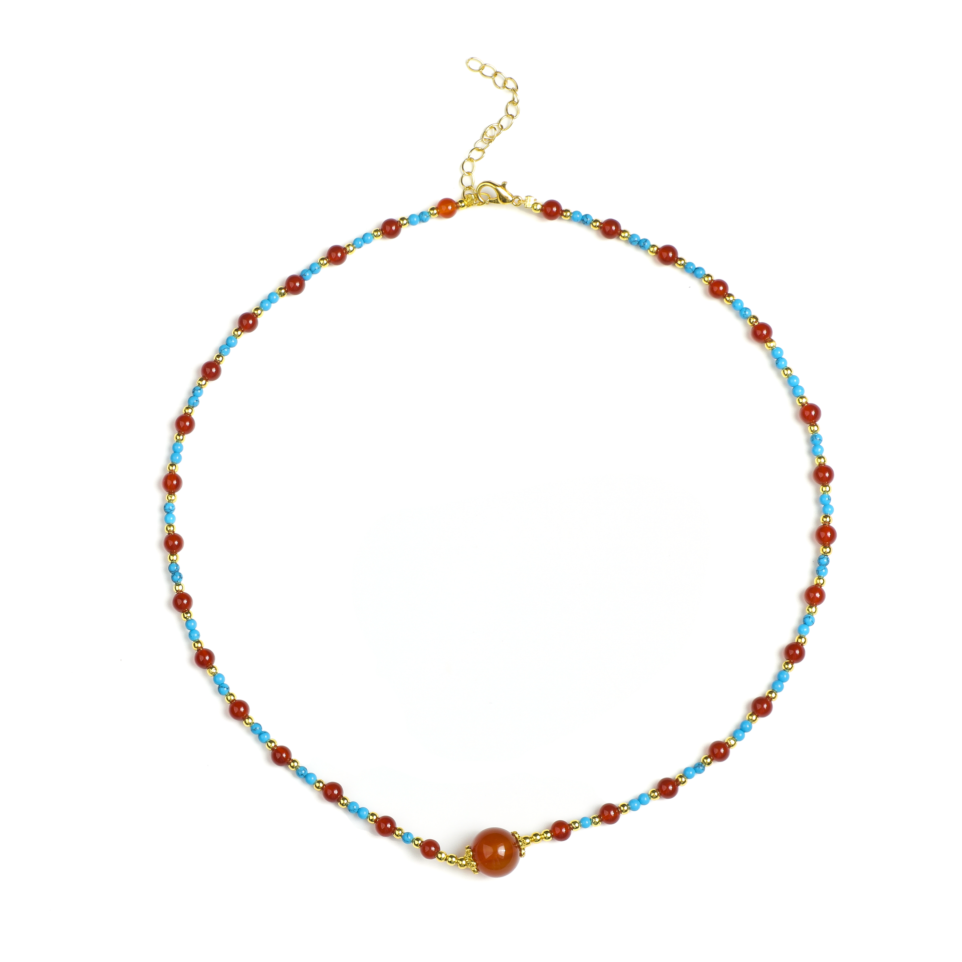 Zen Carnelian and Turquoise Statement Necklac
