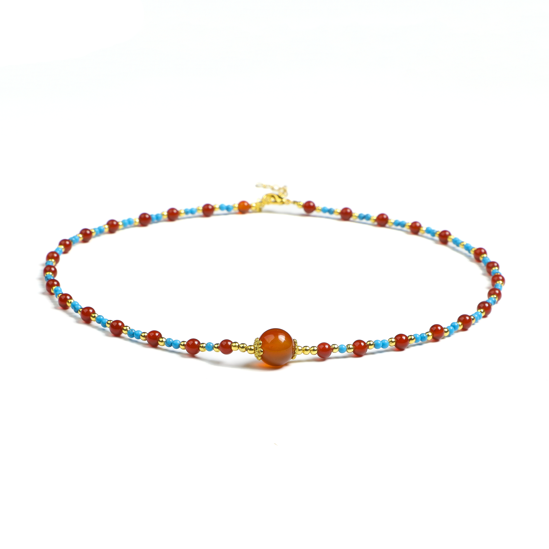 Zen Carnelian and Turquoise Statement Necklac