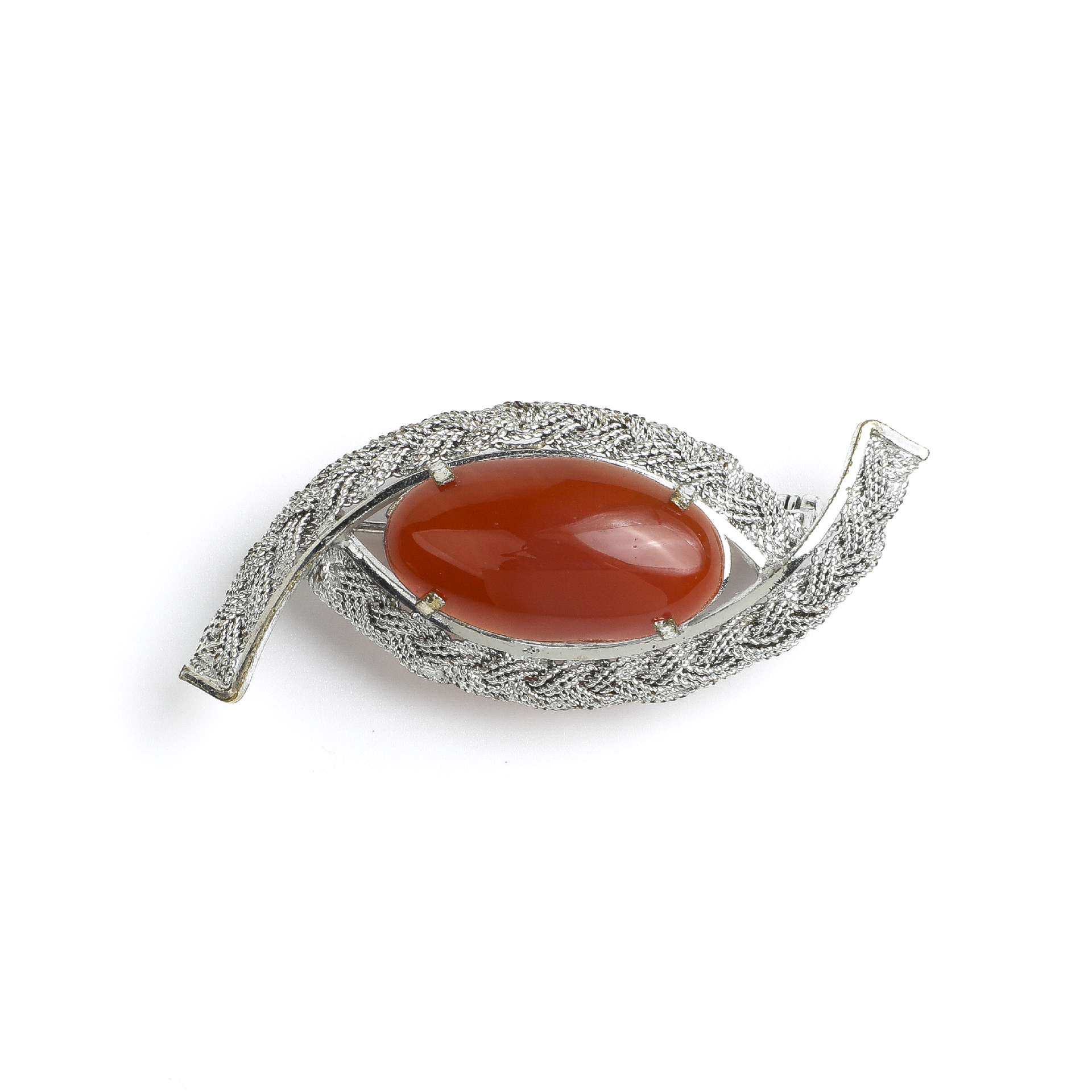 Japanese Showa Era Red Agate Brooch
