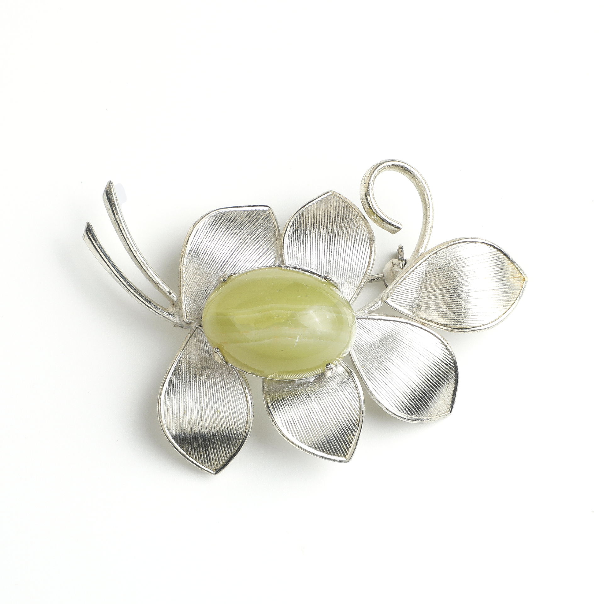 Japanese Meiji Era Olive Jade Brooch