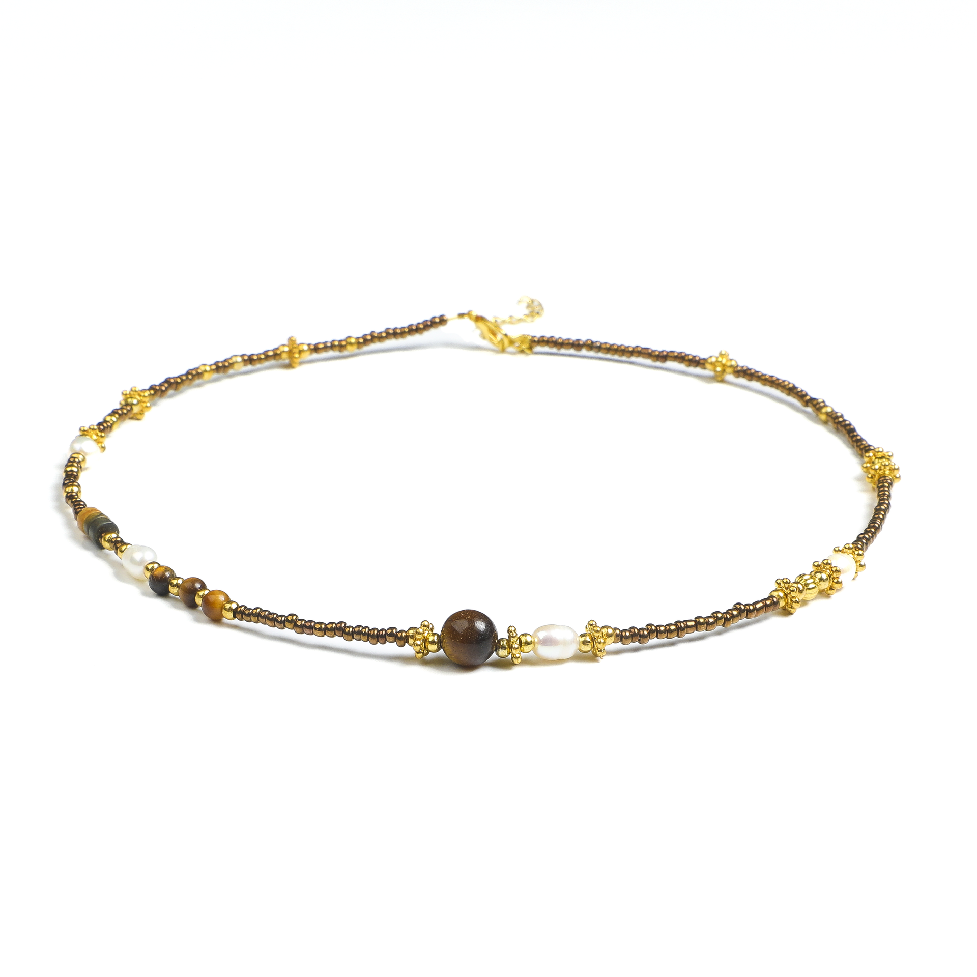 Zen Tiger's Eye and Pearl Harmony Necklace