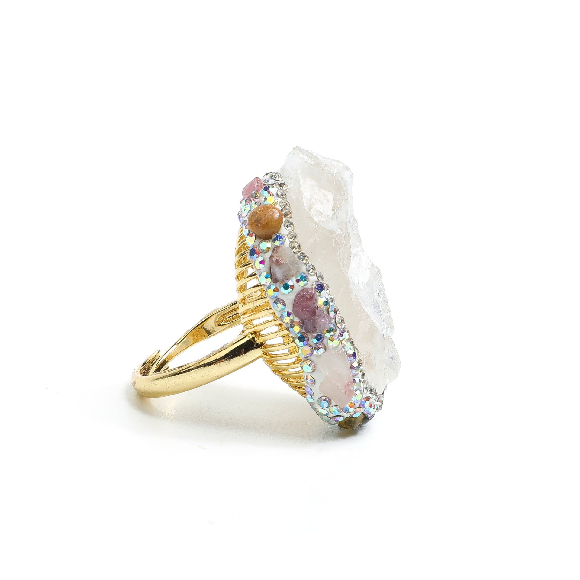 Crystal Cave Secret Realm · Natural Clear Quartz Cluster Gemstone Ring
AL-RG-048