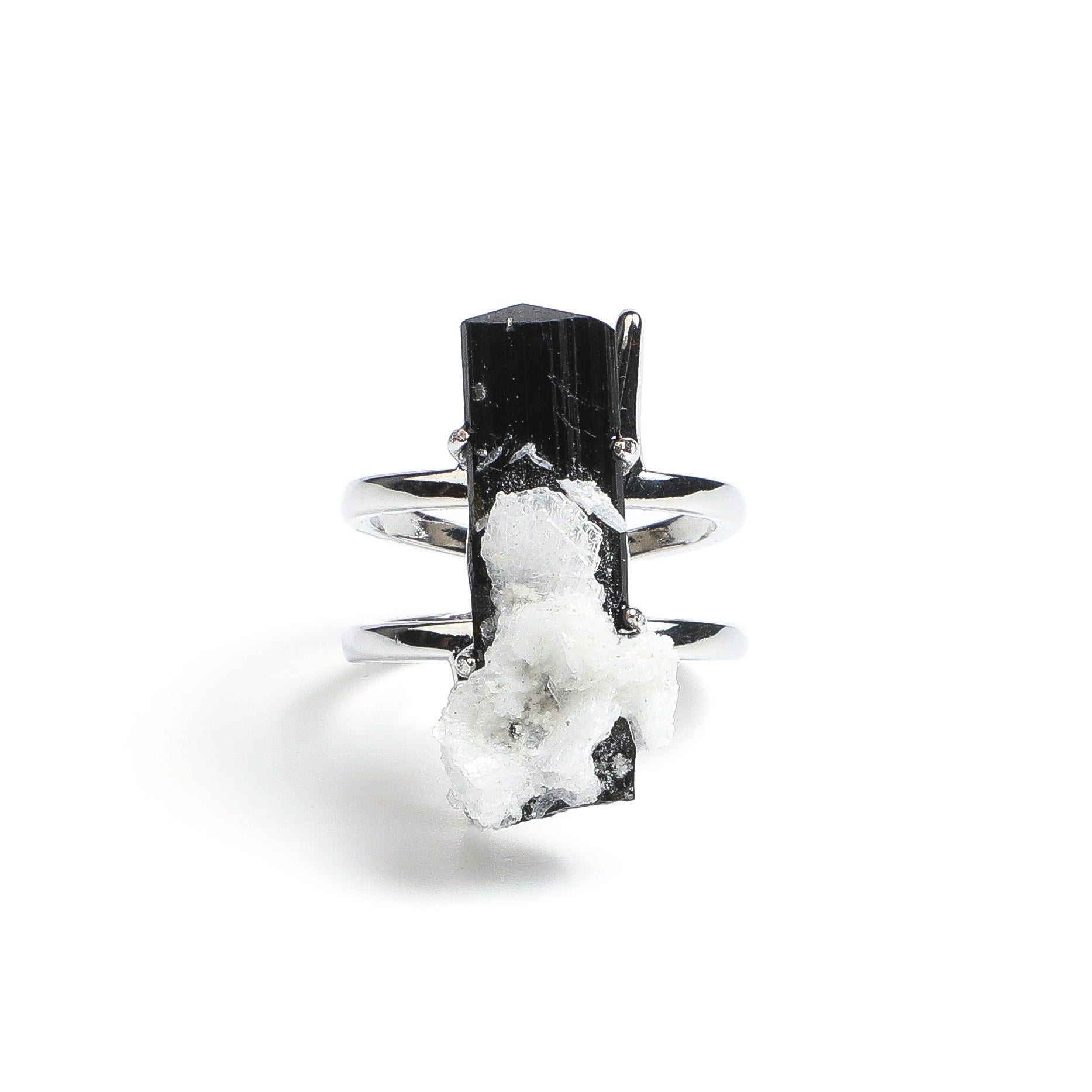 Earth's Testament Collection    Alpine Calcite & Brazilian Tourmaline Ring