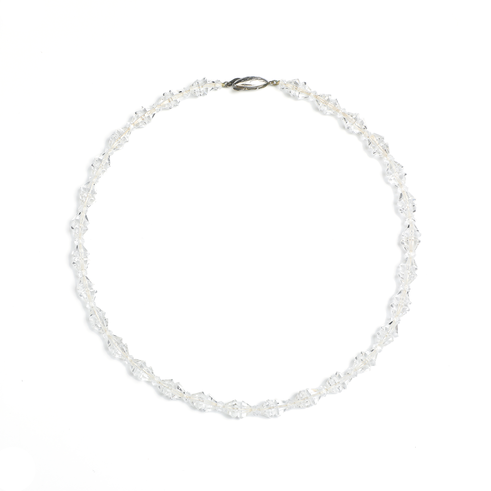 Japanese Vintage 1970s Hand-Cut Clear Quartz Necklace