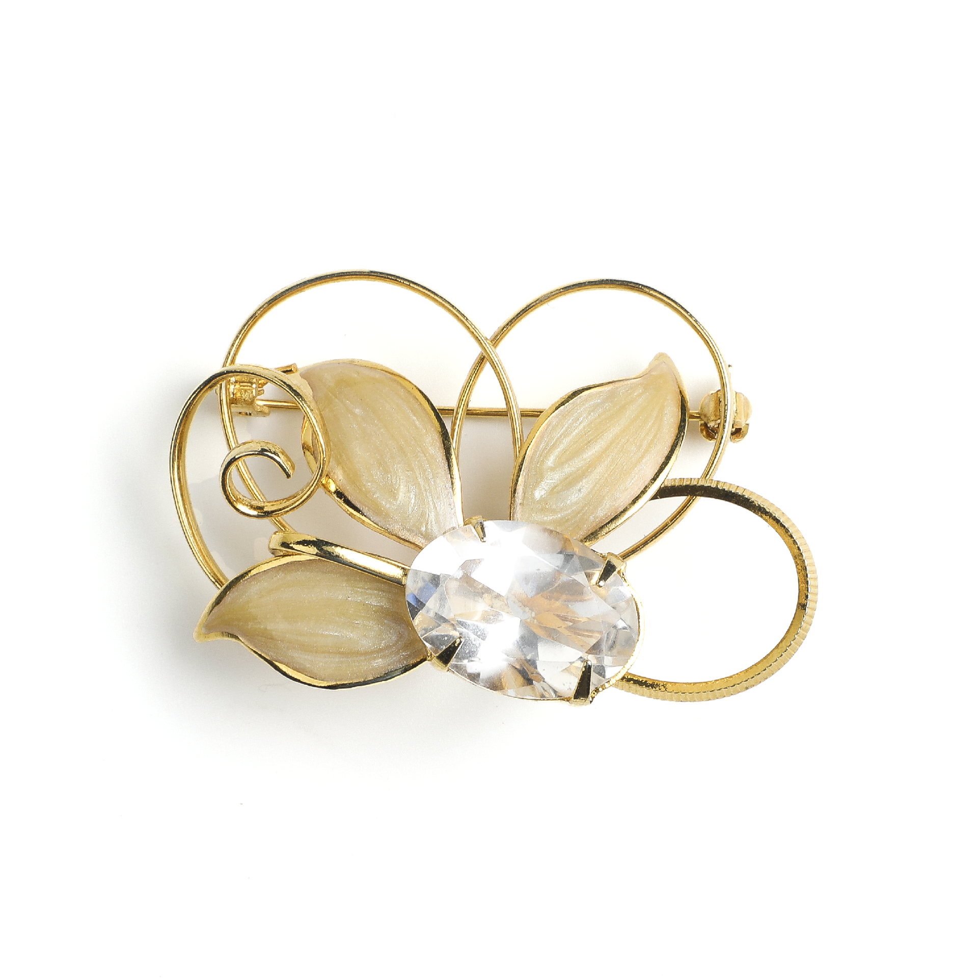 Japanese Heisei Era Crystal Bloom Brooch