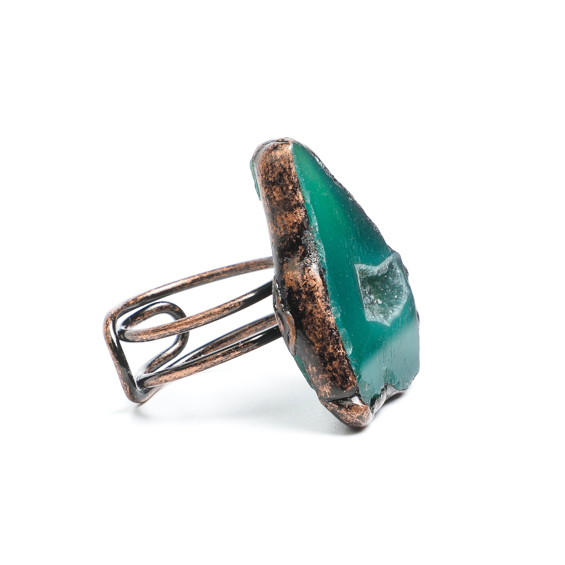 Geode Green Agate Ring