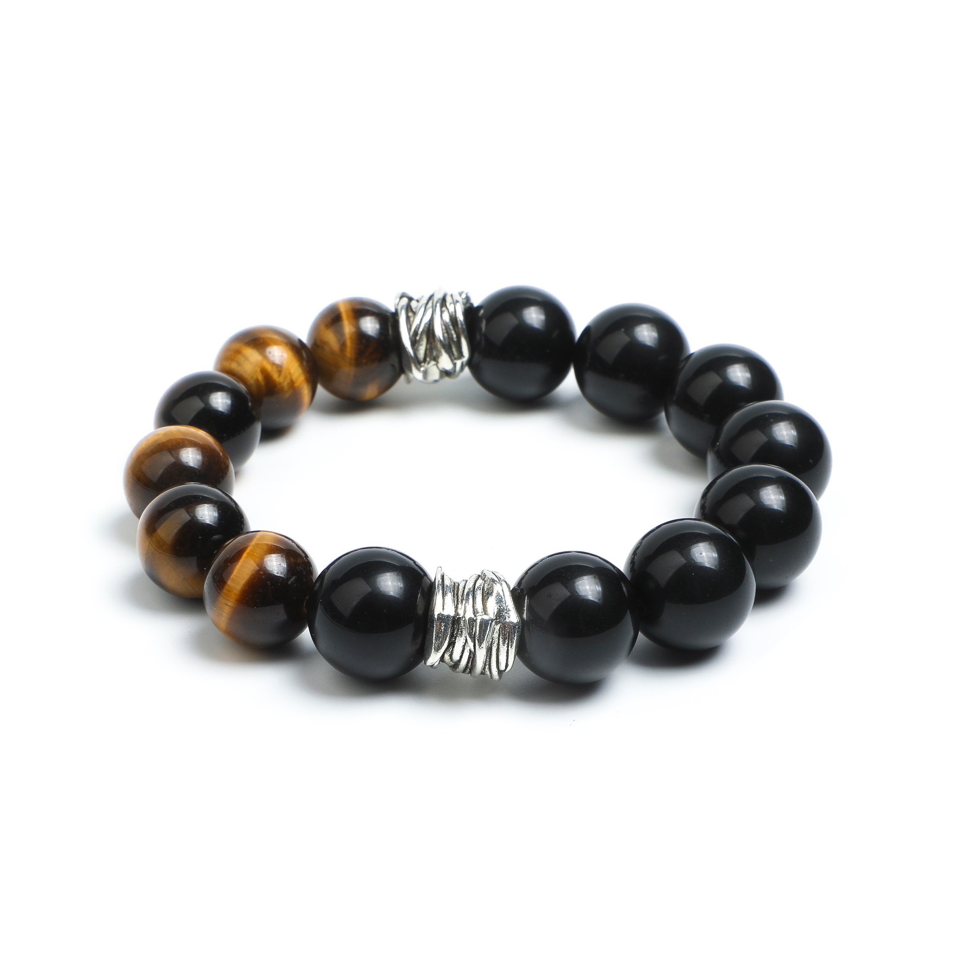 Tiger Eye & Obsidian Bracelet