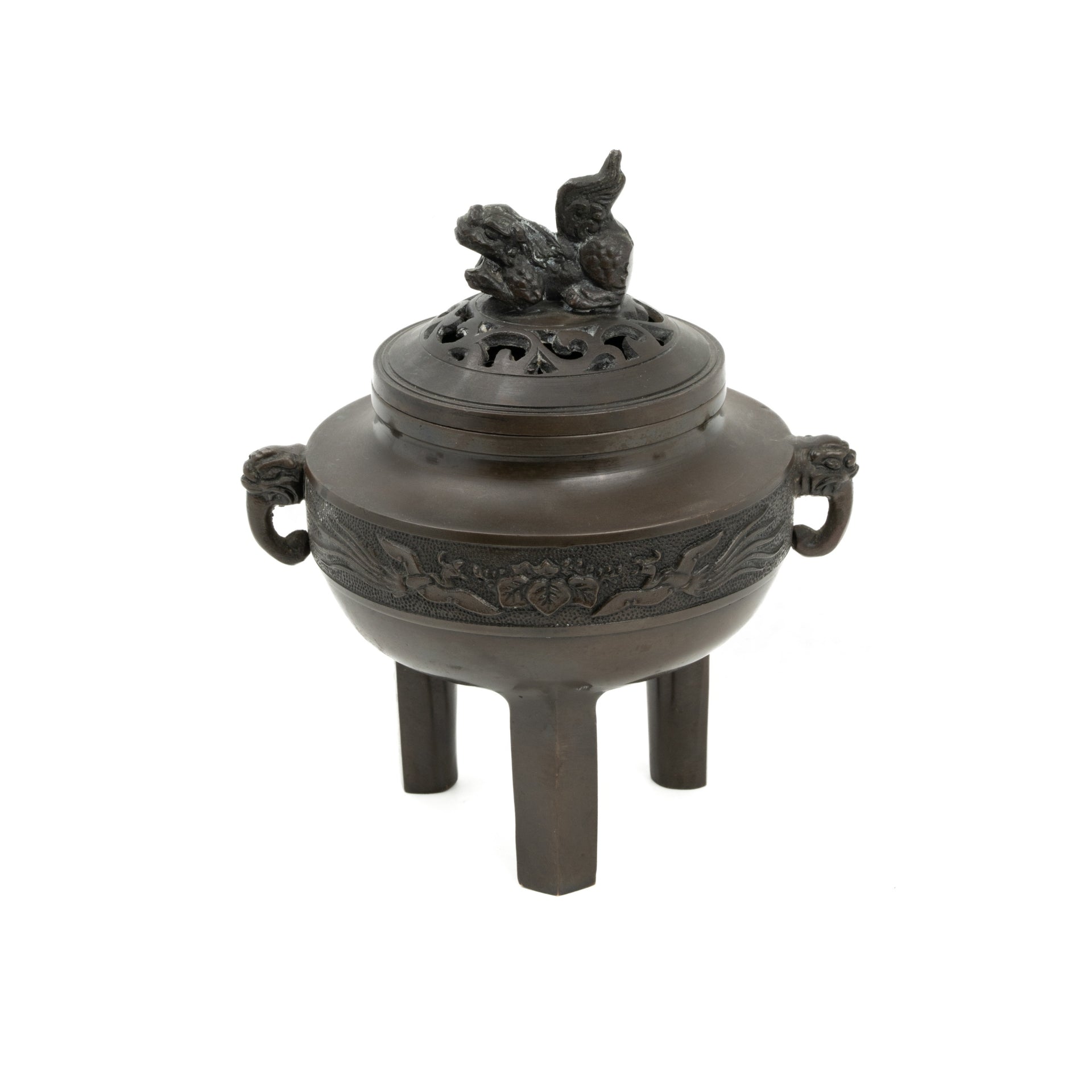 Japanese Vintage Brass Lion Incense Burner