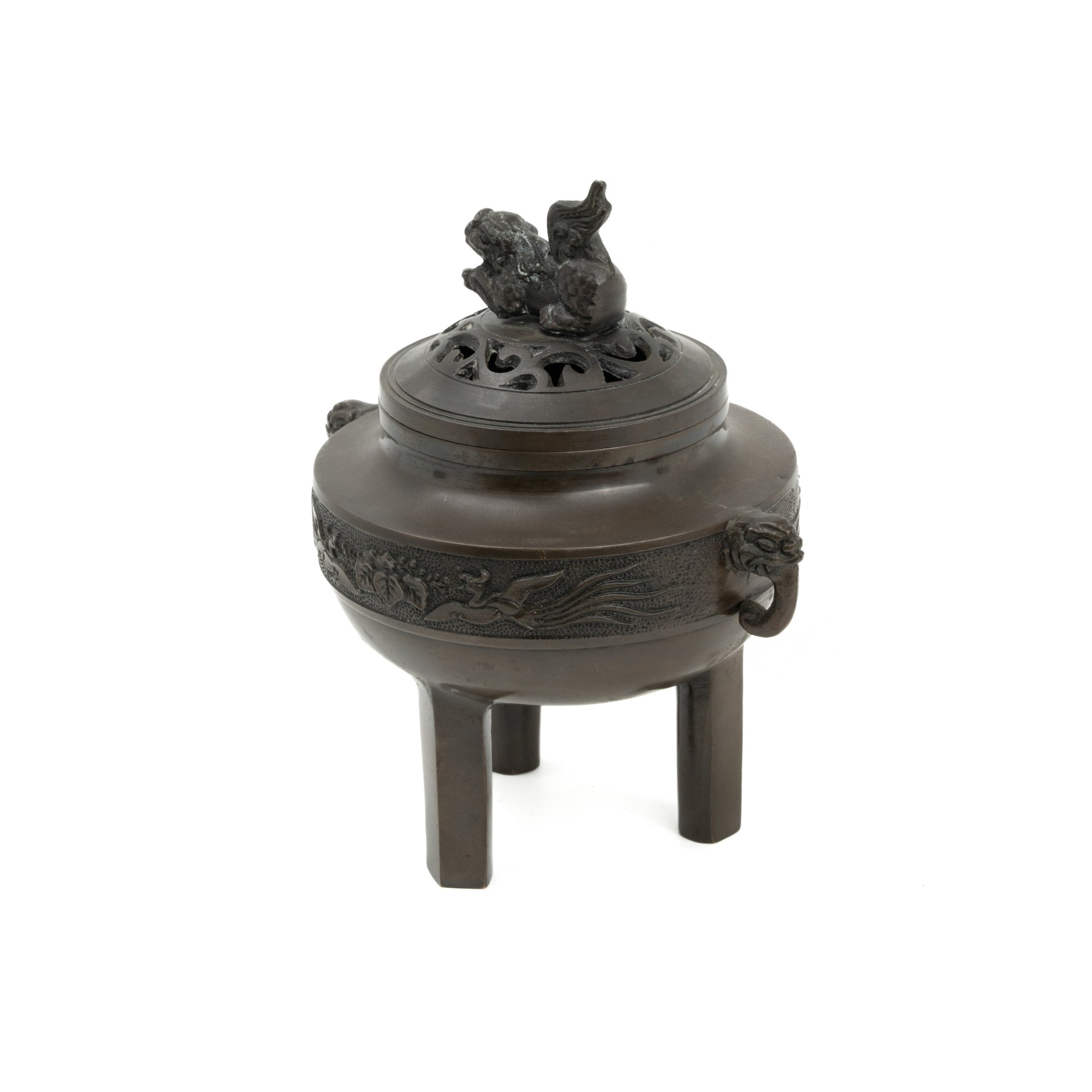 Japanese Vintage Brass Lion Incense Burner